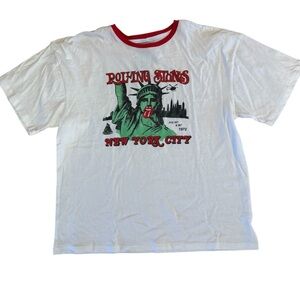Rolling Stones White Red Ringer Tee New York City 1972 Retro Tour Size Medium